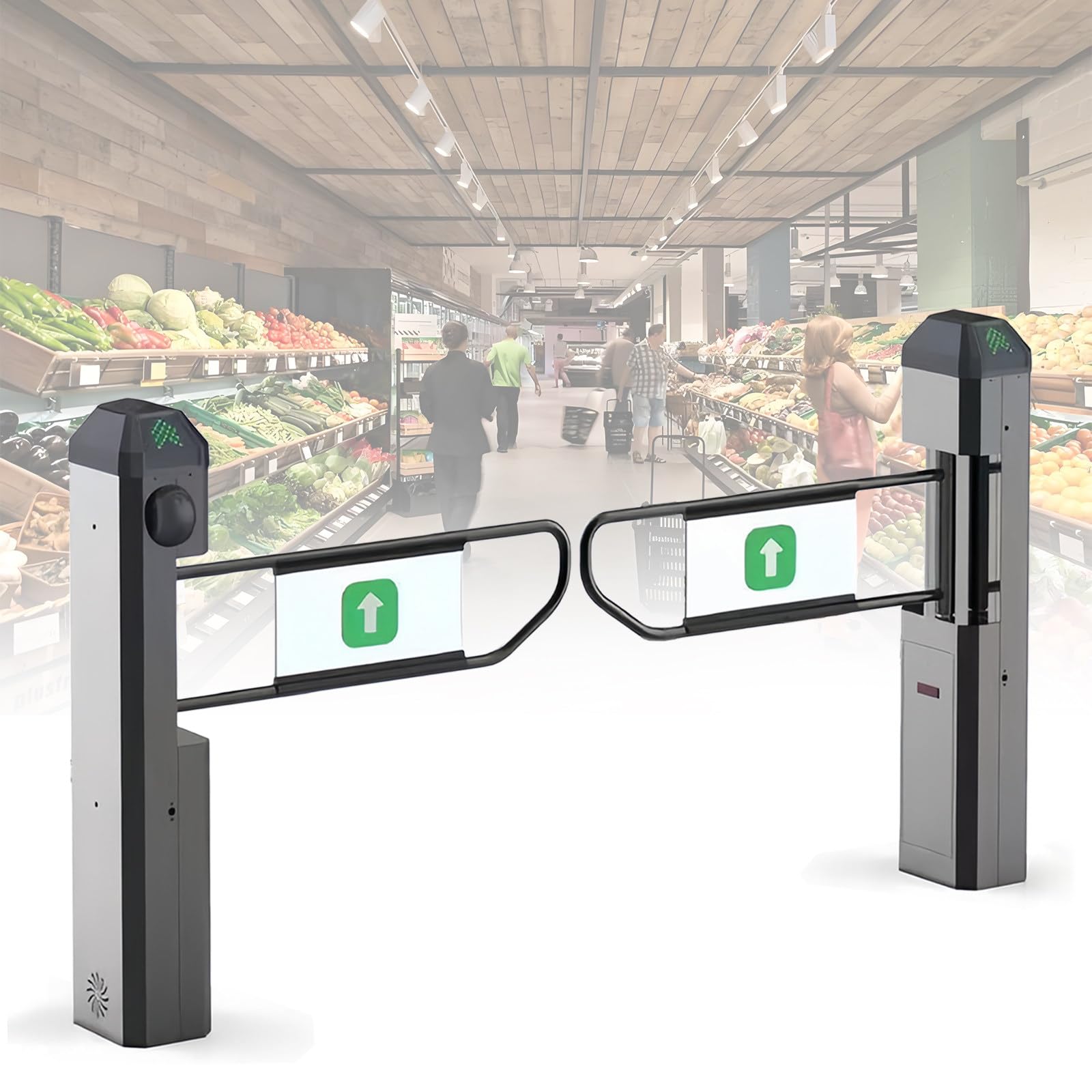 Puerta oscilante automática de radar infrarrojo, torniquete eléctrico, sistema de entrada sin contacto con sensibilidad ajustable, luces de estado de 3 colores, 110-220 V