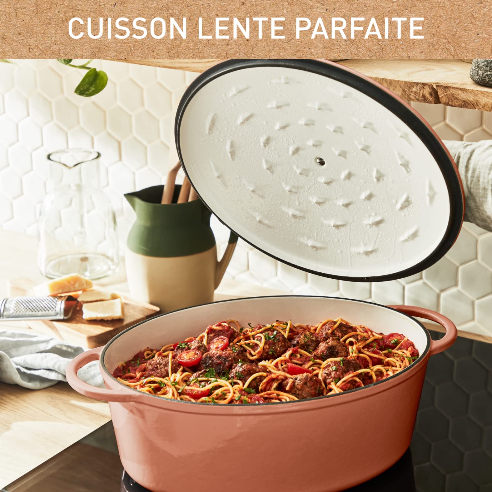 Tefal E26006 LOV owalna brytfanna 34 cm, z odzyskanego żeliwa, optymalne magazynowanie ciepła, do wszystkich rodzajów kuchenek, nadaje się do kuchenek indukcyjnych, nadaje się do piekarnika do 250°C,