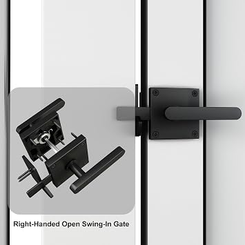 Sdstone Double Side Gate Latch,Heavy Duty Swinging Door Latch Gate Hardware for Wooden Fence,Gate Hardware for Right Inswing Outdoor Wooden Gates, Pool Gate, Backyard, Garden