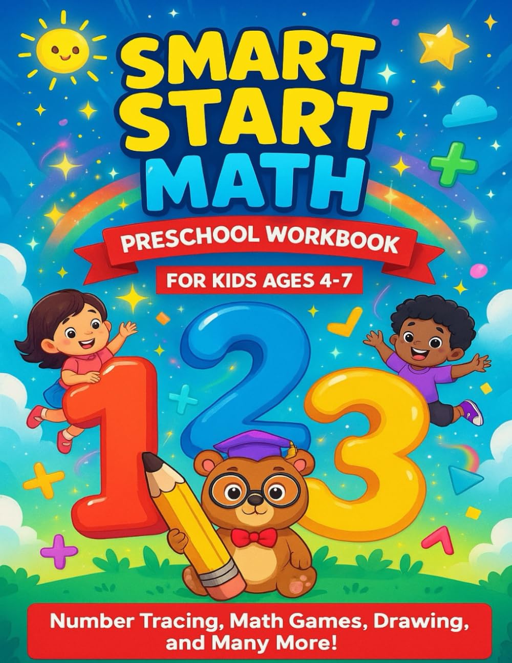 Smart Start Preschool work book for kids ages 4-7: Number Tracing,Math,Games,Drawing and many more!