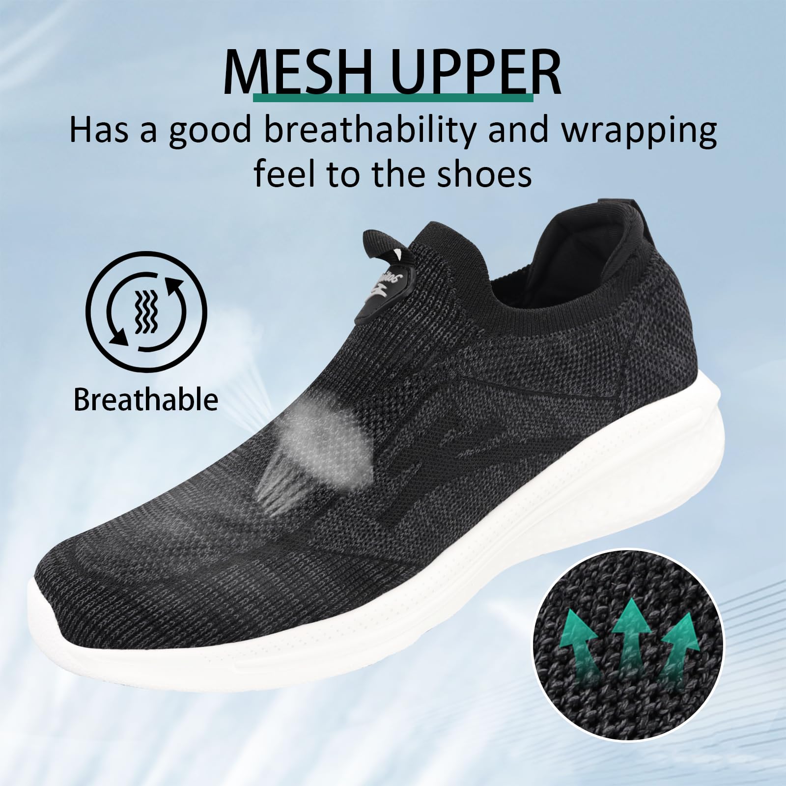 Giniros Sneaker Uomo Infilare Scarpe Uomo Senza Lacci Slip on Sneakers Scarpe da Running Corsa Leggero Corsa Camminare Scivolare Scarpe da Ginnastica Outdoor Jogging Sportive Scarpe