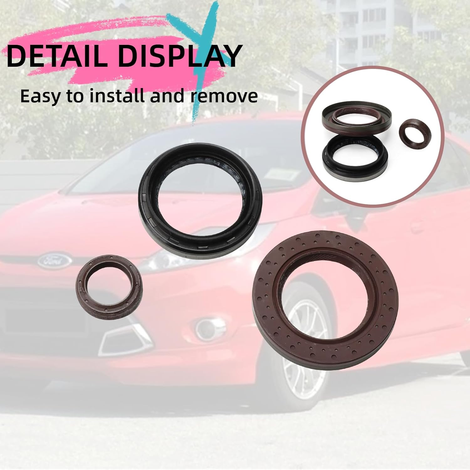 Transmission Seal Set- for 2011-2018 Ford Fiesta/Fusion/Focus/B-Max/EcoSport, DPS6 6DCT250, Drive Shaft Output Seal, Oil Pump Seal, Shaft Seal, Front Seals Kit & Input/Output Shaft Seals