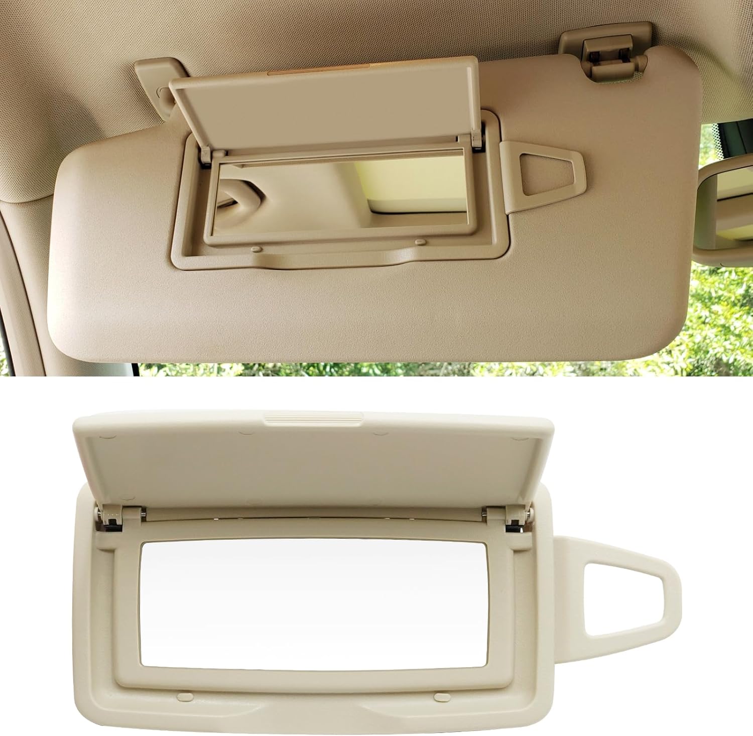 Compatible with Mercedes Benz Sun Visor Vanity Mirror Cover,Front Sun Visor Cap Replace for W166 X166 W292 W205 W253 C GLC M Class 2015-2021,1PC Left Makeup Mirror Cap,Light Beige