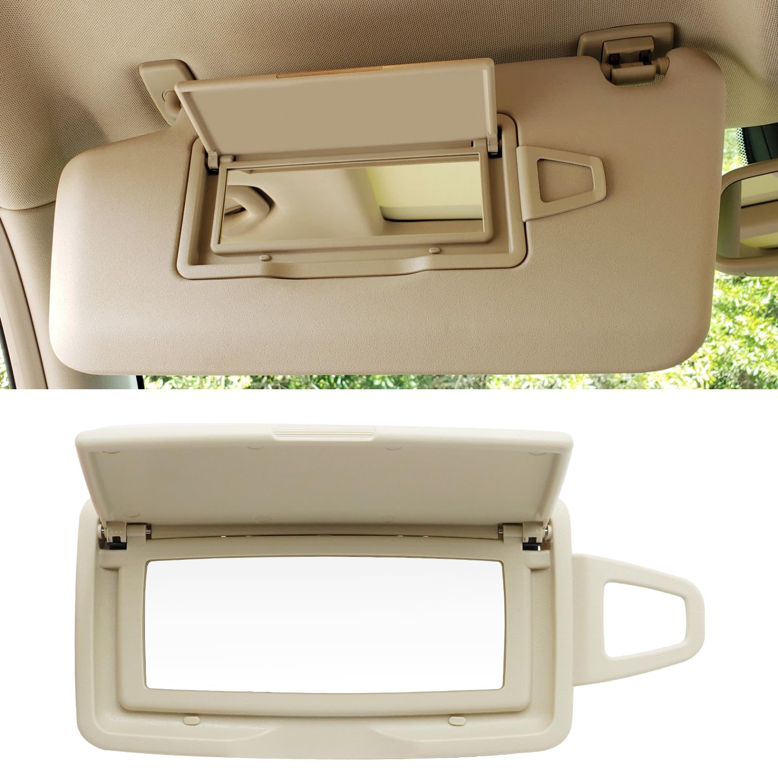 Compatible with Mercedes Benz Sun Visor Vanity Mirror Cover,Front Sun Visor Cap Replace for W166 X166 W292 W205 W253 C GLC M Class 2015-2021,1PC Left Makeup Mirror Cap,Light Beige