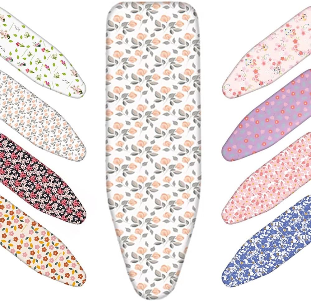 Large Ironing Board Cover Replacement Ironing Board Cover and Pad 36x12 39x13 43x13 48x15 in Ironing Board Pad Adjustable Floral Iron Board Cover(Gray,48x15in(120x38cm))