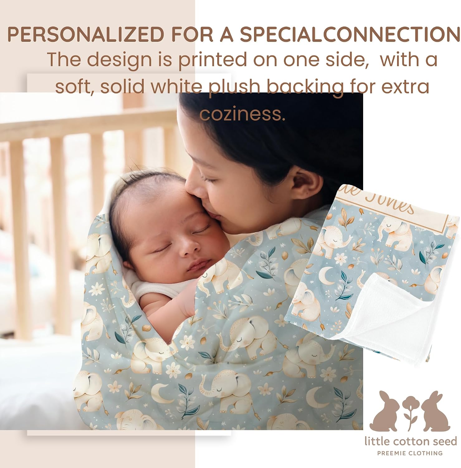 Personalized Preemie Blanket Nicu Baby Essentials Custom Baby Blanket for Premature Newborn - Preemie Gift - NICU Baby Gift - Size 30" x 40"
