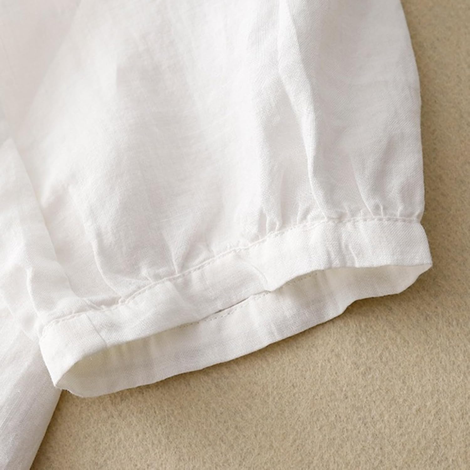 Cotton Linen Shirts for Women Summer 2025 Boho Retro Embroidered Tops 3/4 Sleeve Dressy Casual Blouses Loose