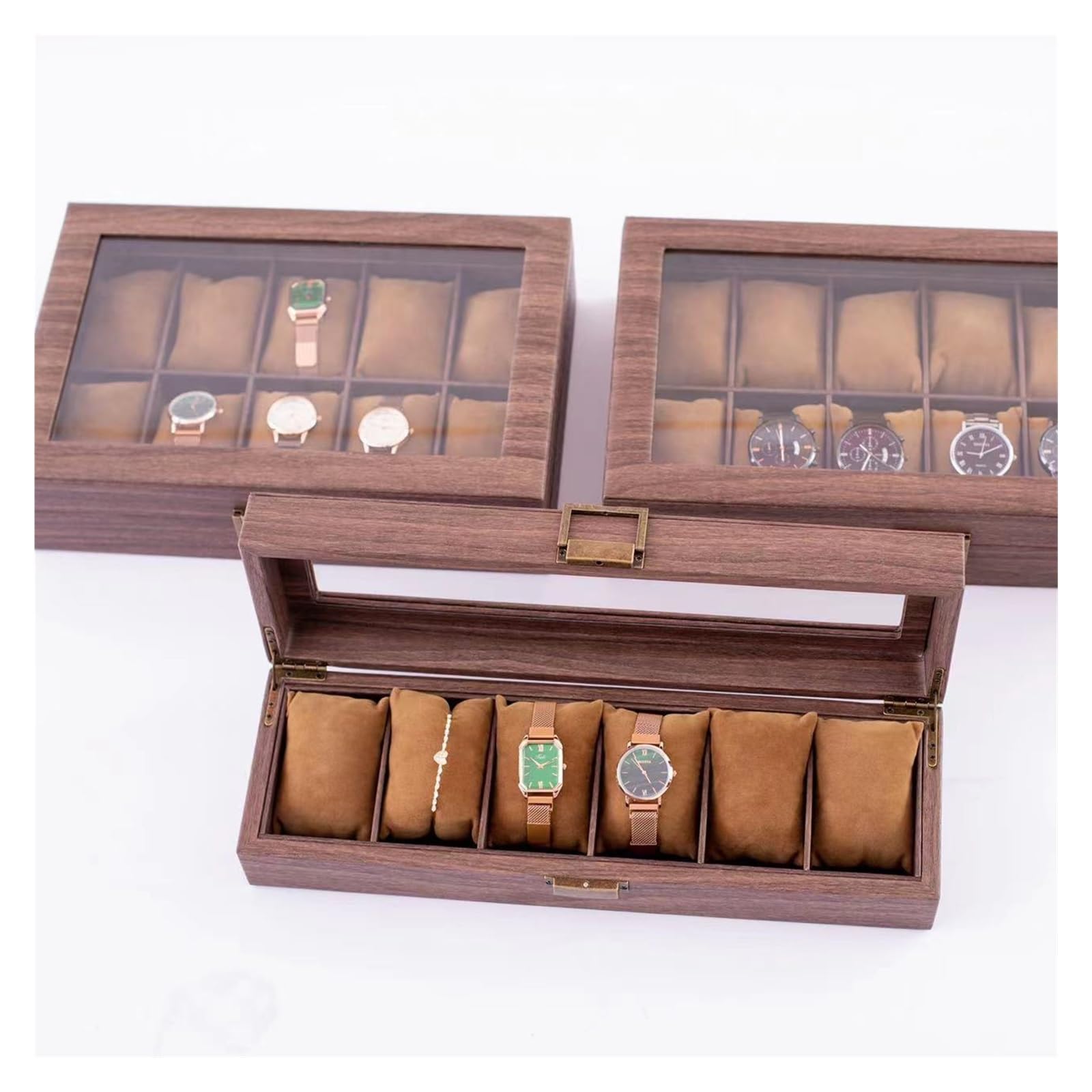 Joyeros Organizador Joyero De Madera De Dos Capas Caja Para Joyas | Múltiples celdas para almacenamiento de adornos.