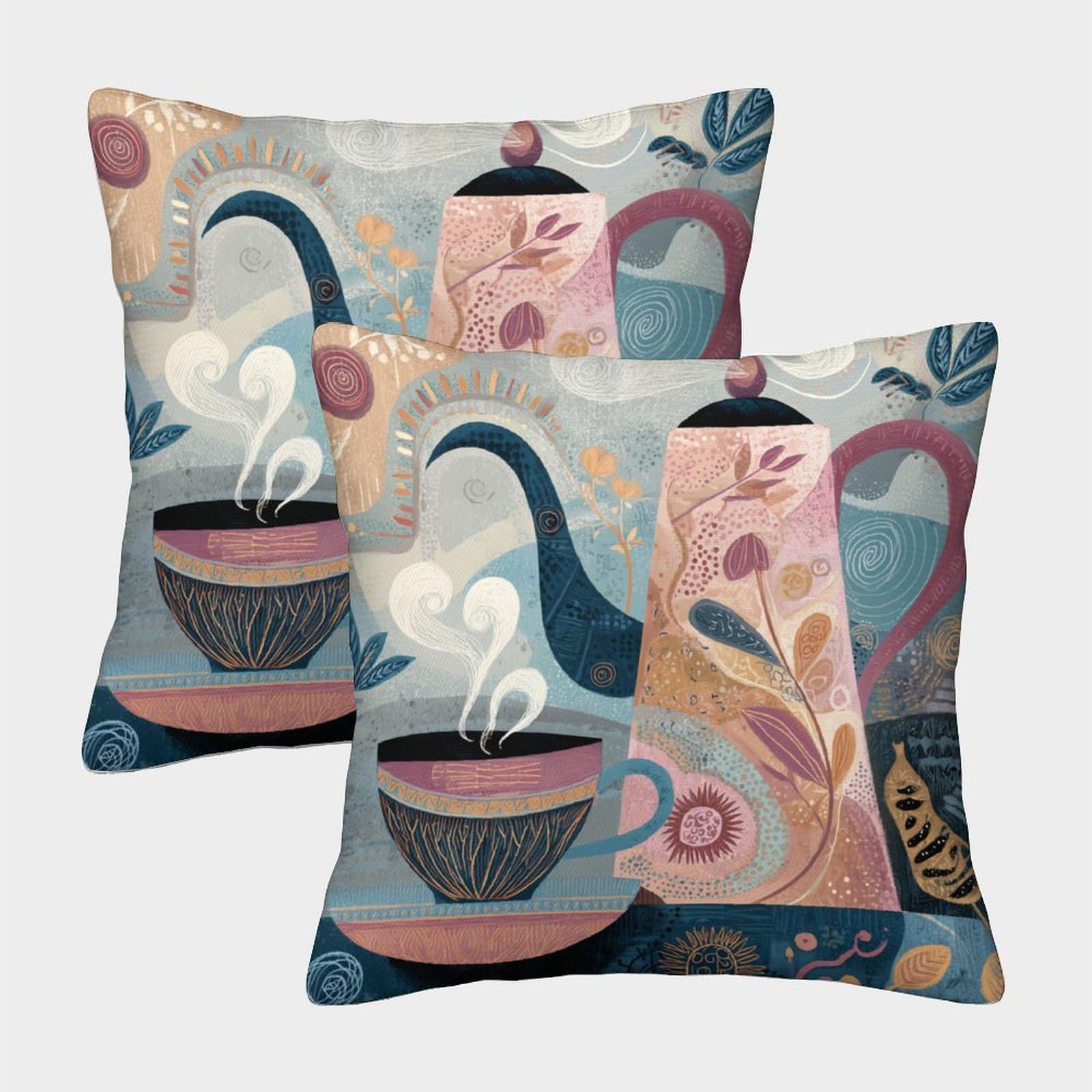 kaiyun 2 Pack Teapot And Cup, Abstract Art Pillow Case Home Decoration Sofa Cushion Cover 40x40cm