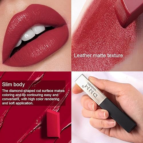 Miniatura 5 de evpct Juego de 3 lápices labiales para mujeres, impermeables, de larga duración, 24 horas, color morado y rojo oscuro, malva, terciopelo sedoso, 24