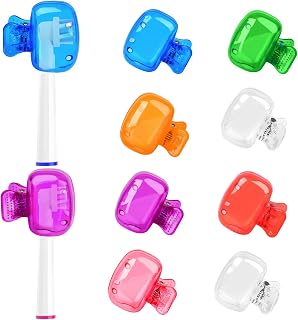 8 Pack Tooth Brush Cover Cap, Portable Electric Toothbrush Cover Clip-On Plastic Toothbrush Protector Plastic Clip for Household Travel Camping Bathroom School(Multiple Colors)