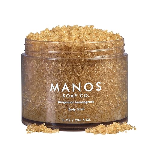 Bergamot Lemongrass Body Sugar Scrub for Women Exfoliation – Exfoliating & Moisturizing Face Scrub, Body Scrub, Foot Scrub by Manos Soap Co. – 8.00 de Manos Soap Company