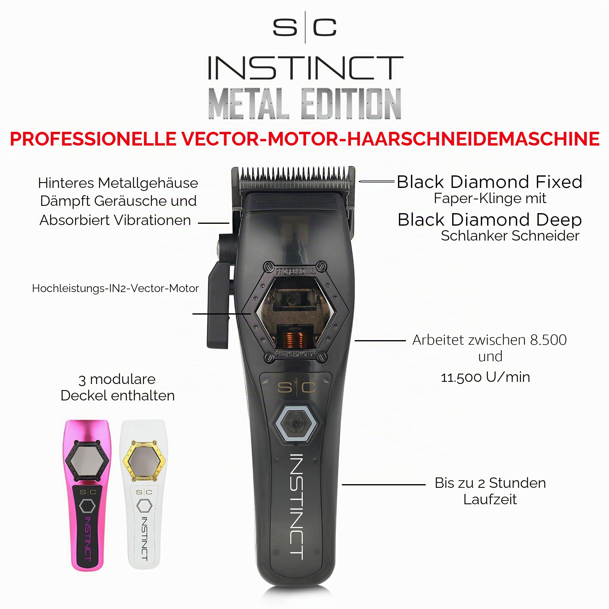 Stylecraft Instinct Metal Edition Haarschneidemaschine Professioneller IN2 Vektormotor mit intuitiver Drehmomentsteuerung