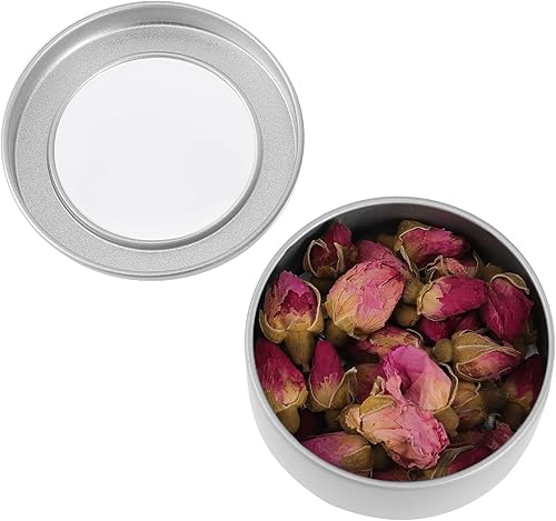 Miniatura 6 de SHEUTSAN Paquete de 48 latas de metal de 2 onzas, latas redondas vacías con parte superior de ventana transparente, botella redonda para cosméticos,