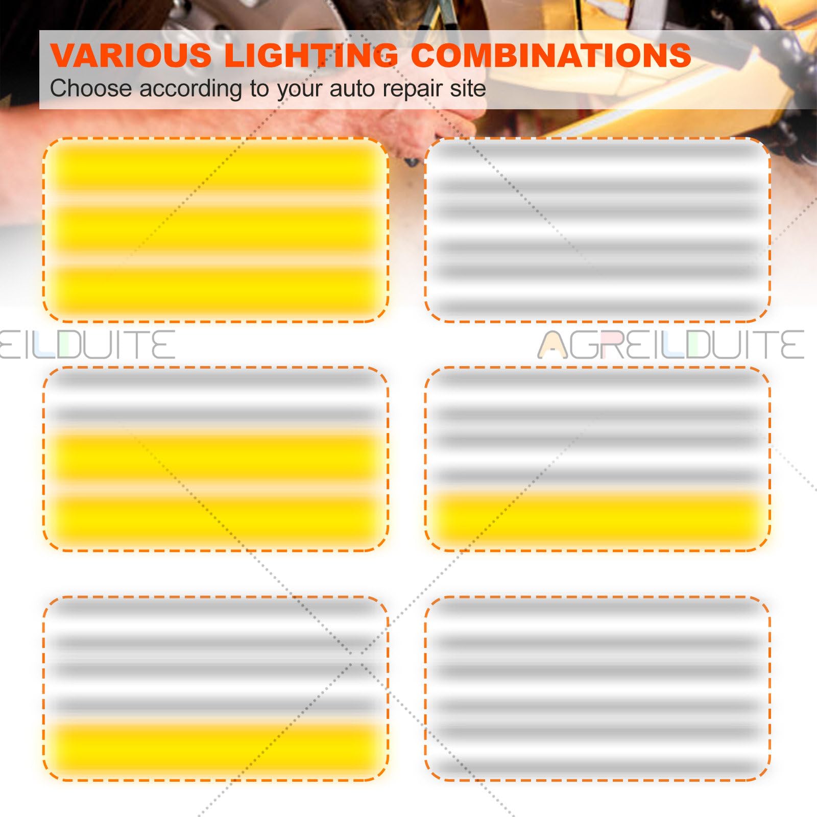 LED-PDR-Ausbeullampe, Werkzeug Zur Lackschadenfreien Ausbeultechnik, 3-Streifen-Leiterplatte – 6 Farbkombinationen, Ausbeulwerkzeug, LED-Licht, Helligkeit Einstellbar, 37,8 × 19,8 cm