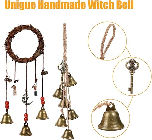 Miniatura 3 de 2 campanas de bruja para pomo de puerta para protección, campanas colgantes, campanas de viento, campanas decorativas hechas a mano para decoración