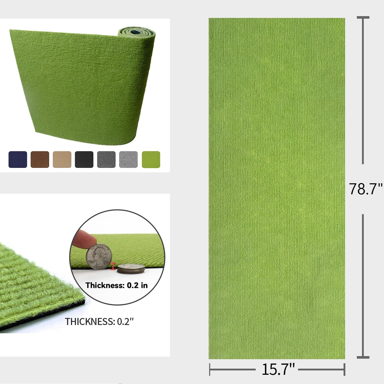 Carpet Tiles Peel and Stick 78.7"x15.7" Non Slip Self Adhesive Carpet Pet Rugs Covers Mats Reusable Carpet Stair Treads Trimmable Couch Cat Scratch Protector