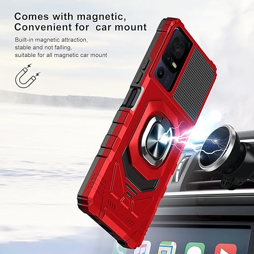 Miniatura 5 de Funda para teléfono TCL 40 SE con protector de pantalla, soporte de anillo para montaje magnético de automóvil, grado militar, resistente, a prueba