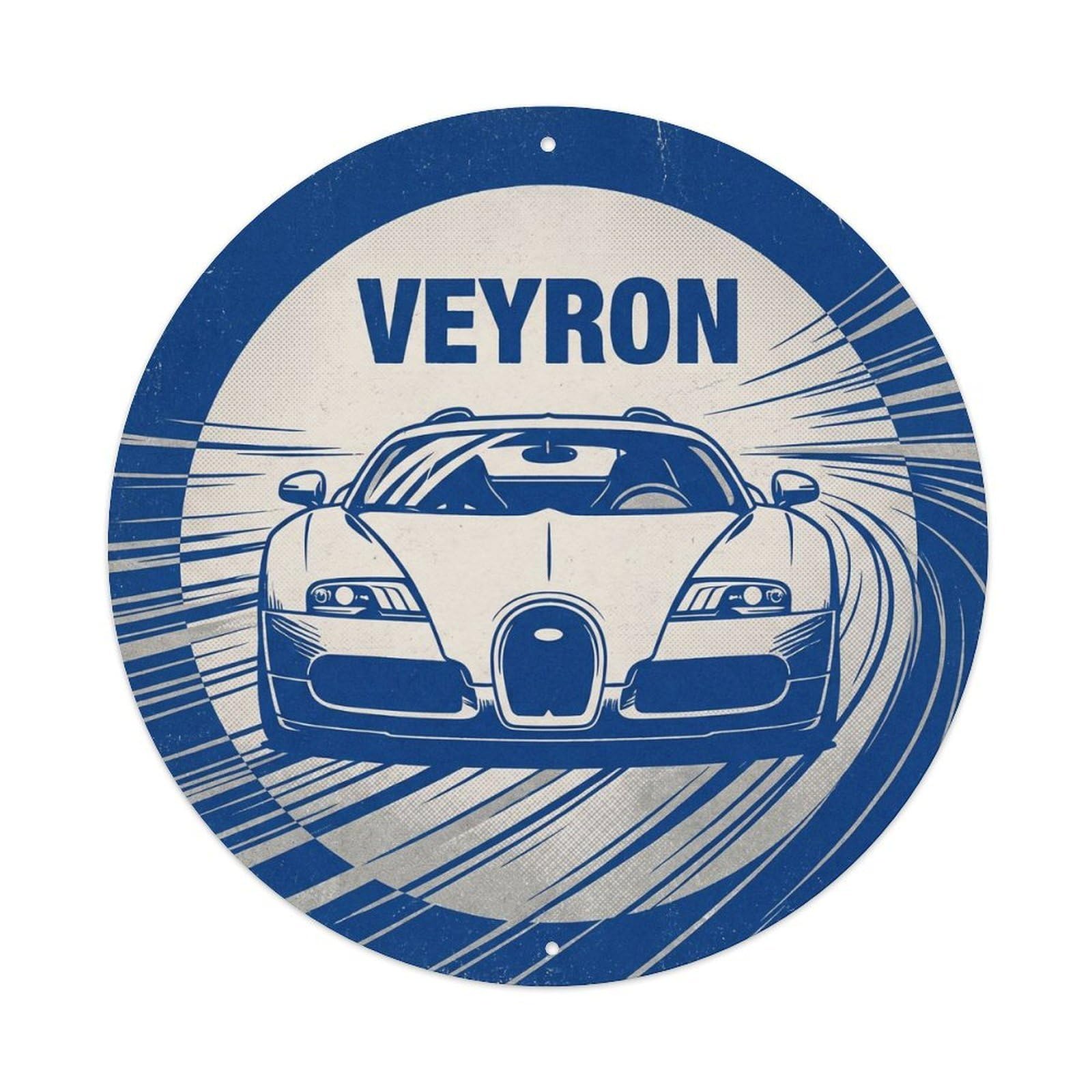 Veyron French Hypercar W16 Supercar Motorsport Heritage Metal Tin Sign Plaque Wall Decor for Cafe, Man Cave, Club Bar, Office, Home Garden Round Metal Poster 8x8Inch