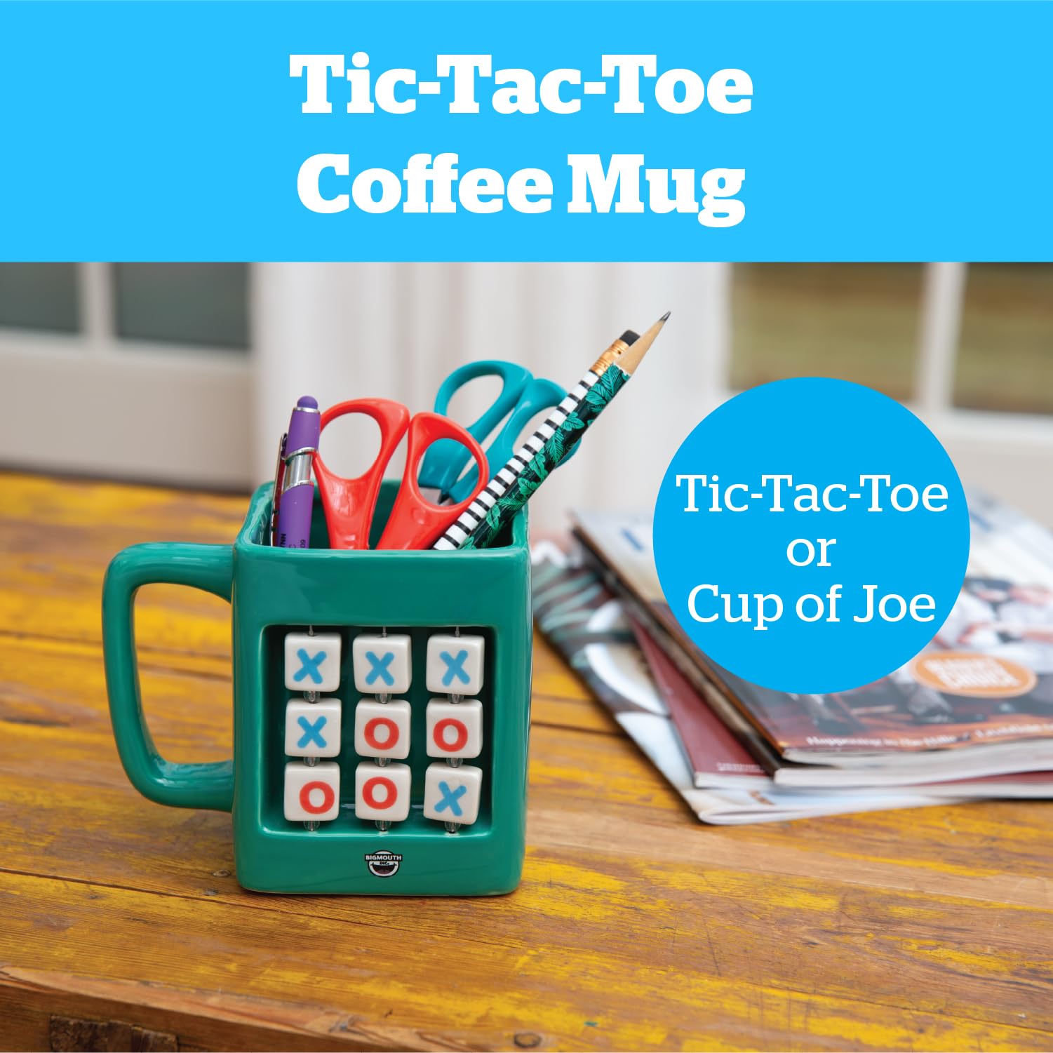 BigMouth Tic Tac Toe Keramik Kaffeetasse Interaktive Spieltasse Lustige Neuheit Geschenke für Männer und Frauen