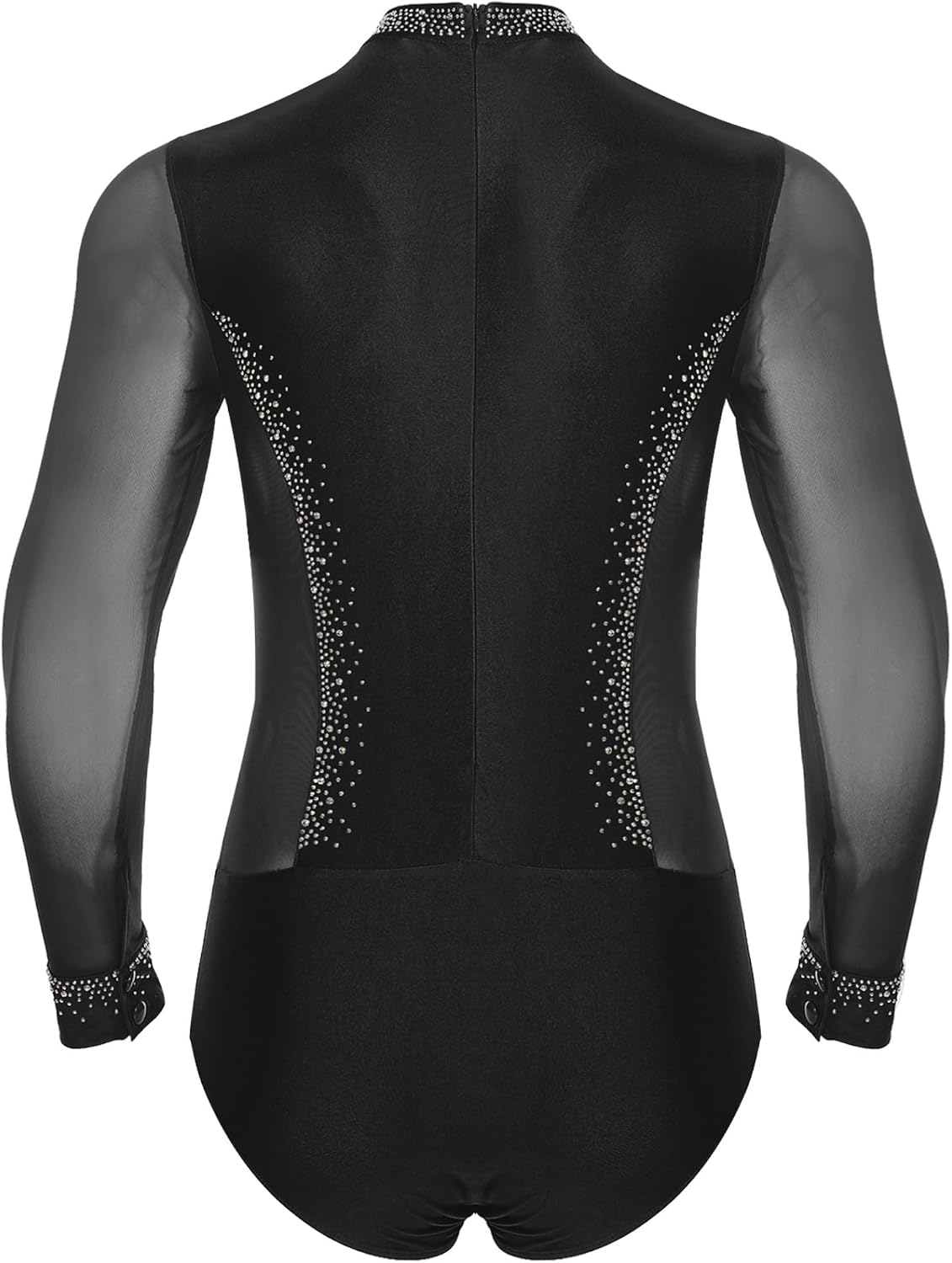 JEYPINMI Men's Shiny Latin Dance Leotard Ballroom Dancing Top with Modern Practice Dance Pants 2-piece Outfit