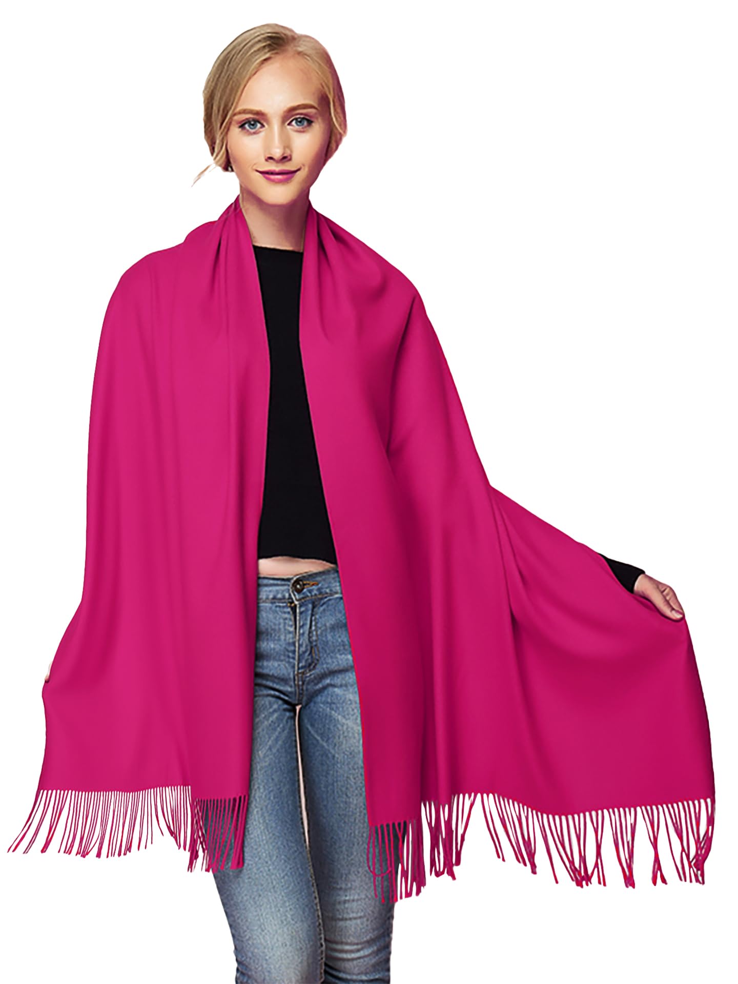 Pashmina Stola Damen für Abendkleid Kaschmirstola Kaschmir Schal Umhang Paschmina Schwarz Rot Creme Rosa Pink Blau Grün Beige Ivory Elfenbein Weiß