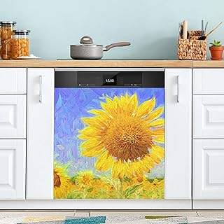 susiyo Blooming Sunflowers Field Dishwasher Panel Decal Magnet Cover Sticker, Magnetic Decals Sheet Decoration for Refrigerator, Wash Machine and Dryer Magnet 23x26in