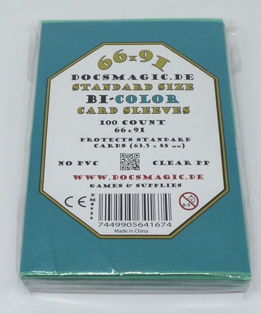 Foto 2 de 4 de docsmagic.de 100 Premium Bi-Color Card Sleeves Mat Mint/Black Standard Size 66 x 91 Fundas Aqua Negra