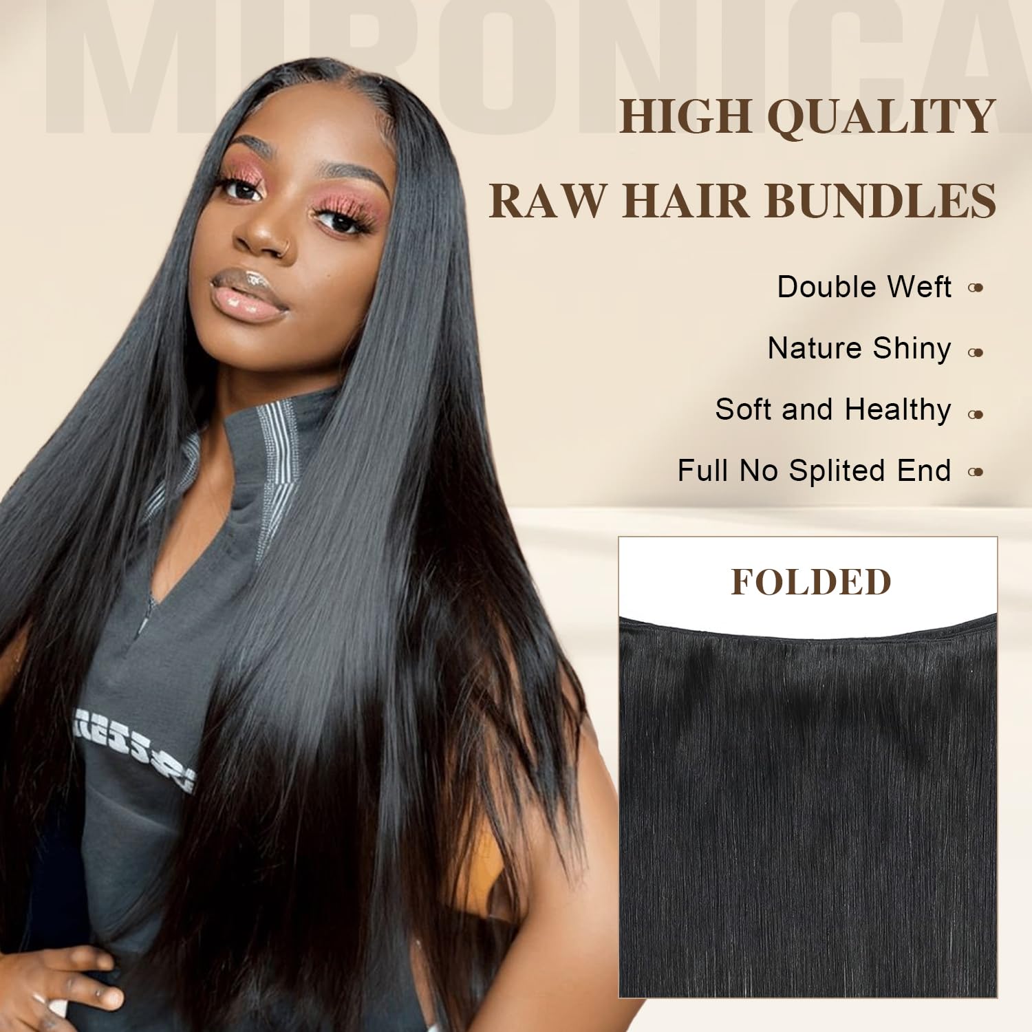Straight Human Hair Bundles 14 16 18 Inch 12A Brazilian 3 Bundles Deals Human Hair 100% Unprocessed Virgin Hair Double Machin Weft for Black Women Natural Black Color Hair Extensions