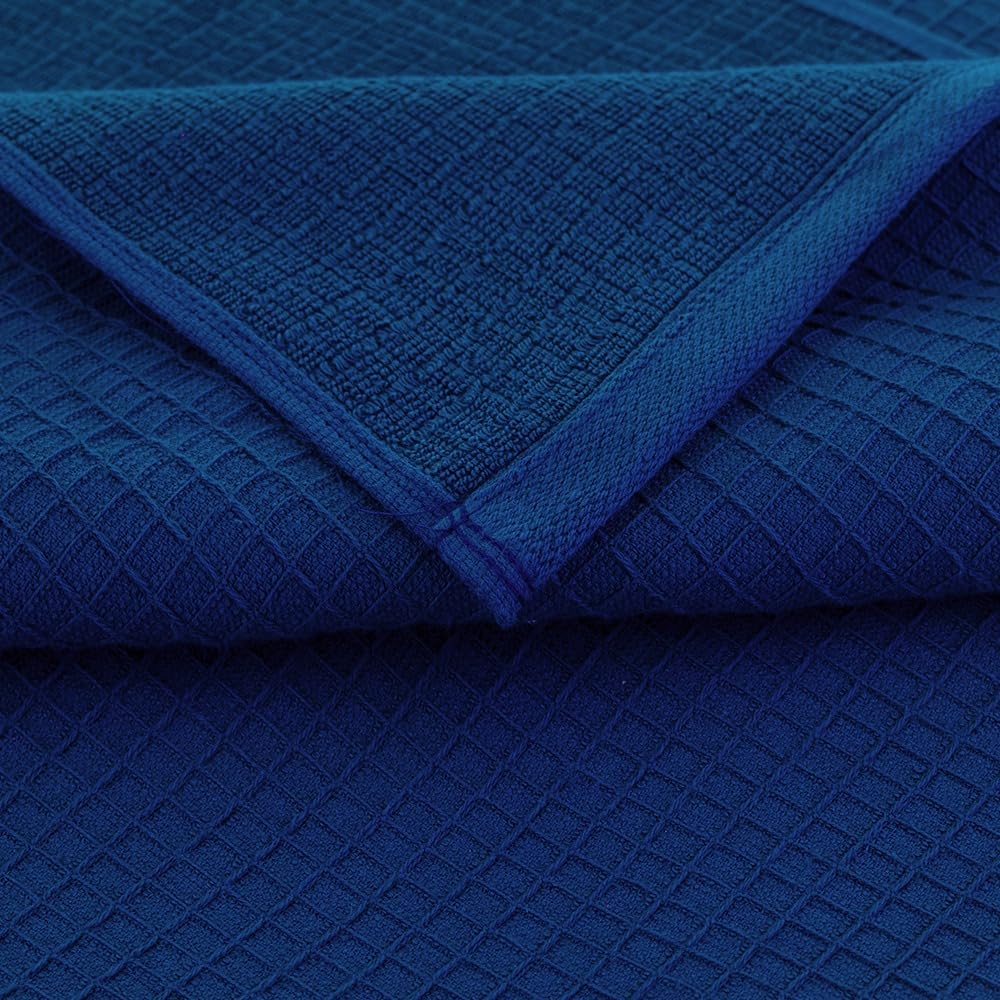 CASA COPENHAG–Coffret Cadeau de 4 Serviettes de Bain, 600g/m²,Bleu Marine | waffle Ensemble serviettes 100 % coton égyptien,140×70cm, pour la plage,la douche et la piscine,(cadeau pour femmes/hommes)