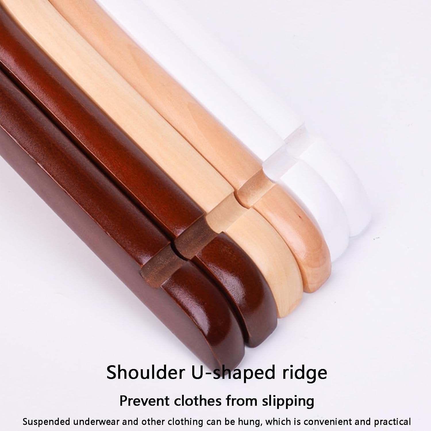 10 Pack Retro Color Solid Wood Suit Coat Hangers, Smooth Finish Wooden Dress Hangers, Clothes Hangers with Notches for Jacket Pant Shirt