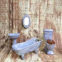 Dollhouse Furniture Miniature Bathroom Set Purple Bathroom Accessories 4PCS-112 Scale Violet