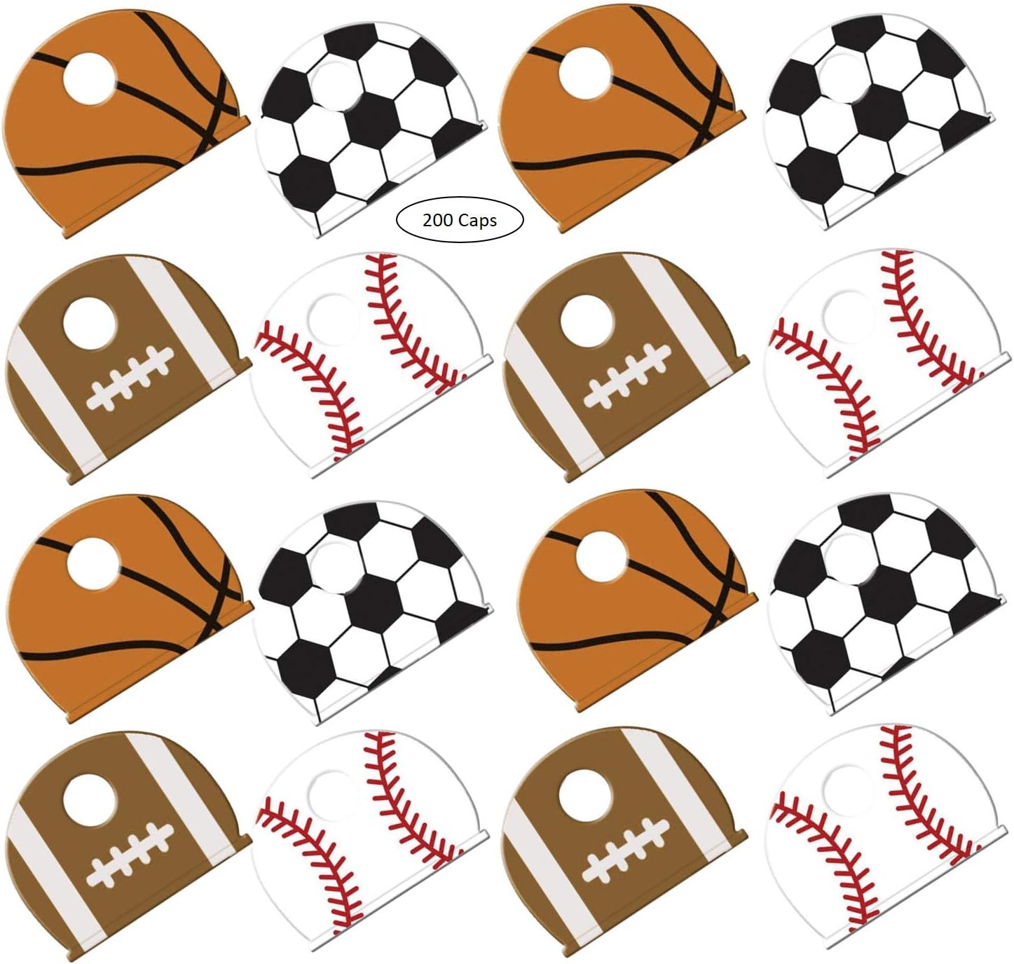 Lucky Line Sports Key Caps, Assorted Box of 200 (16100)