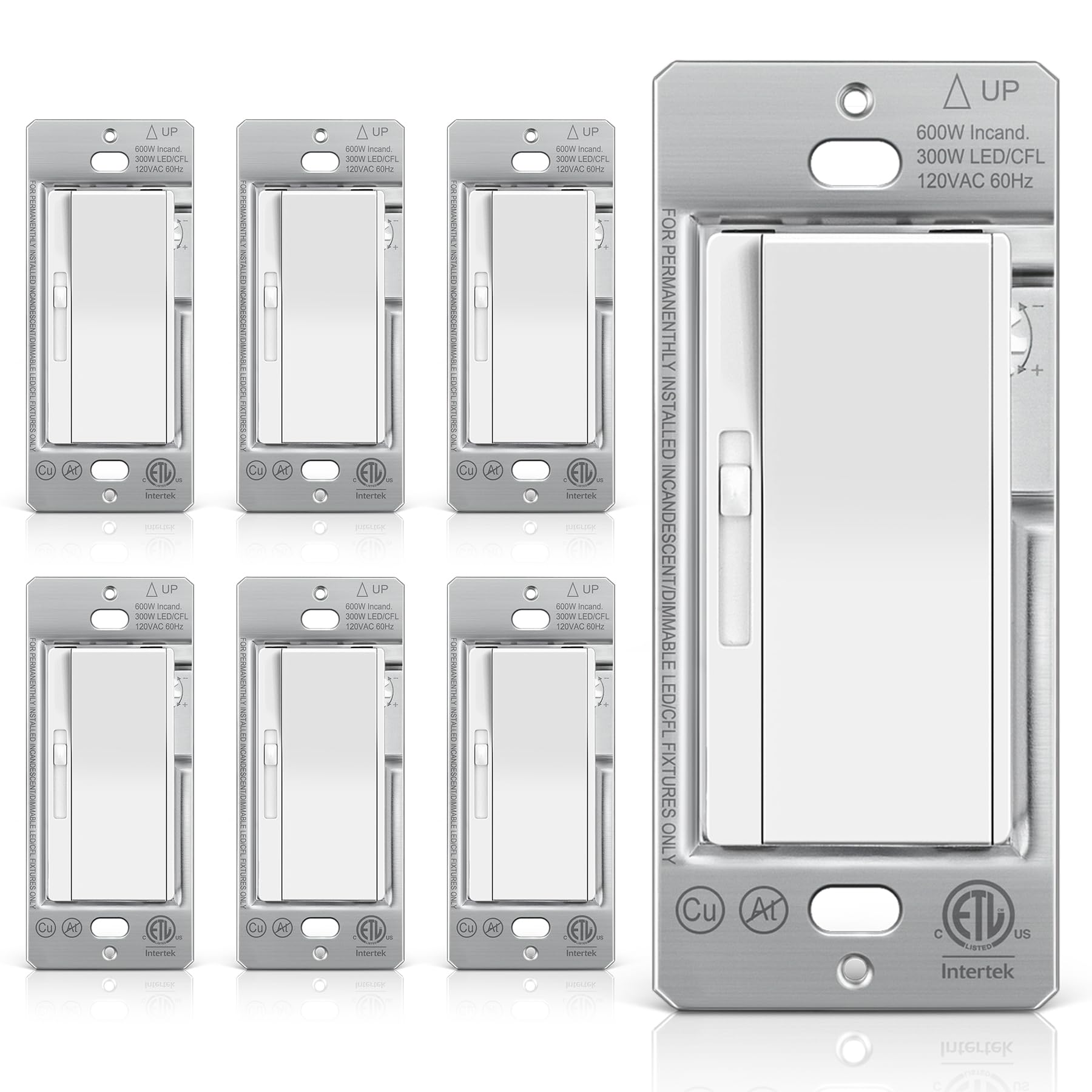 Photo 1 of BESTTEN 6pk Slim Slide Dimmer Light Switch - White