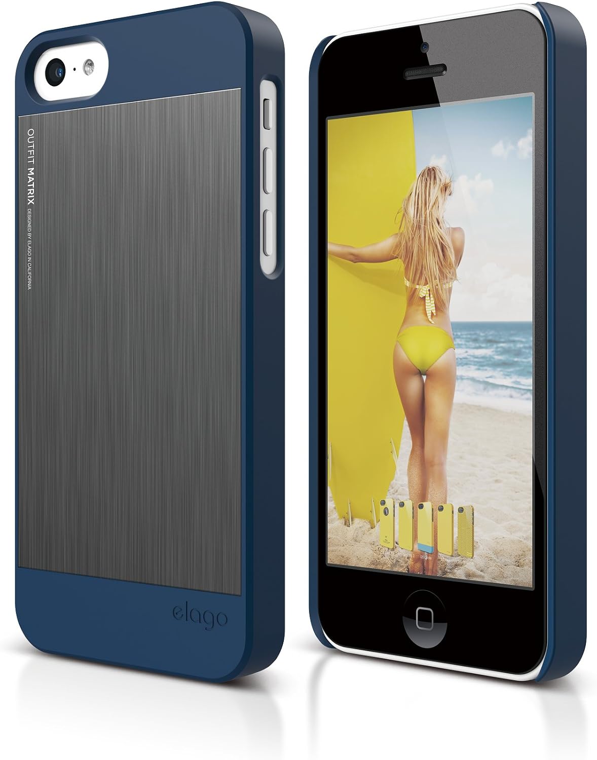 elago S5C Outfit Morph MX Aluminum and Polycarbonate Dual Case for The iPhone 5C - eco Friendly Retail Packaging (Jean Indigo/Dark Grey)