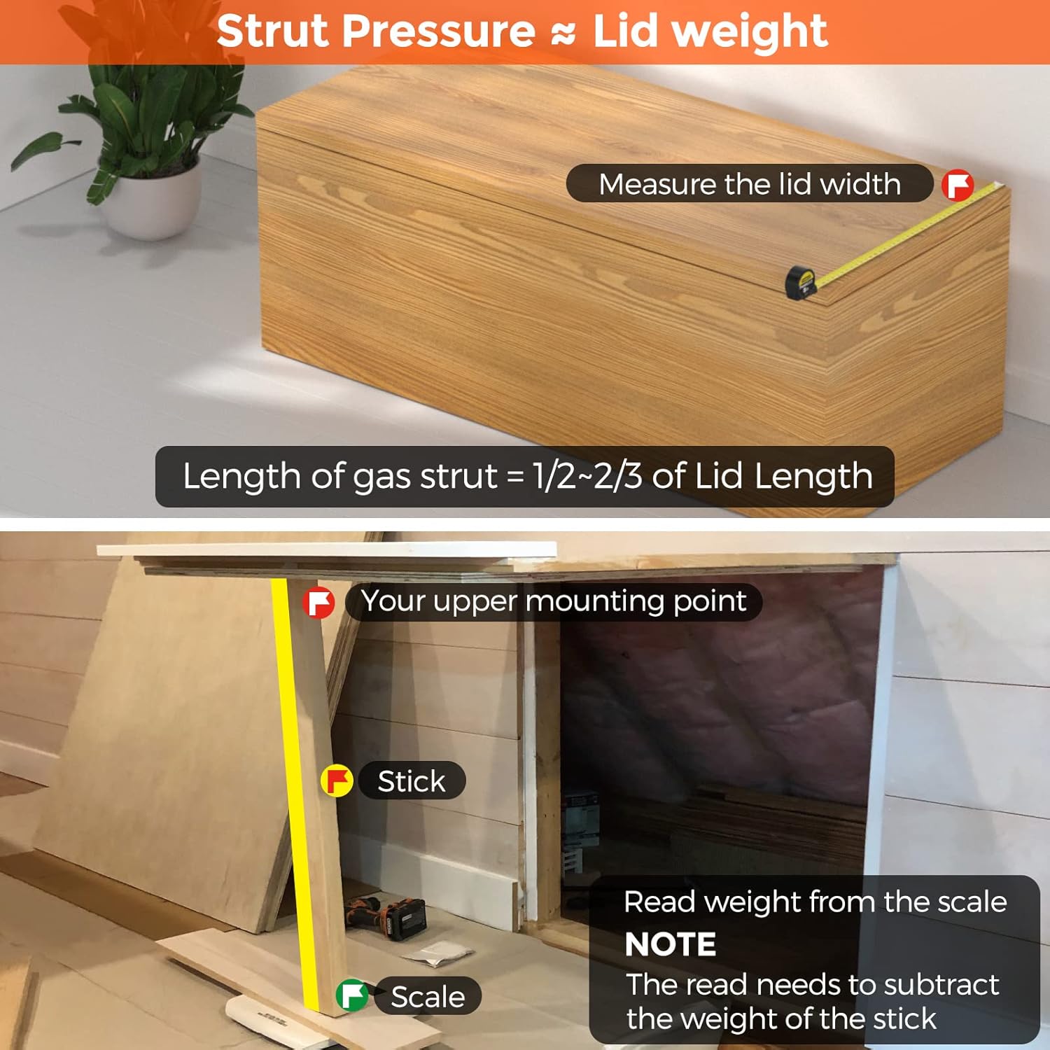 ST270M100 27 inch Gas Strut 100 lbs 445 N Per Shock, 27" Gas Spring Prop Lift for Trailer Hatch Door Truck Undercover Tonneau Cover Pick-up Bed Cover Boat Engine Cover (2 Pack)