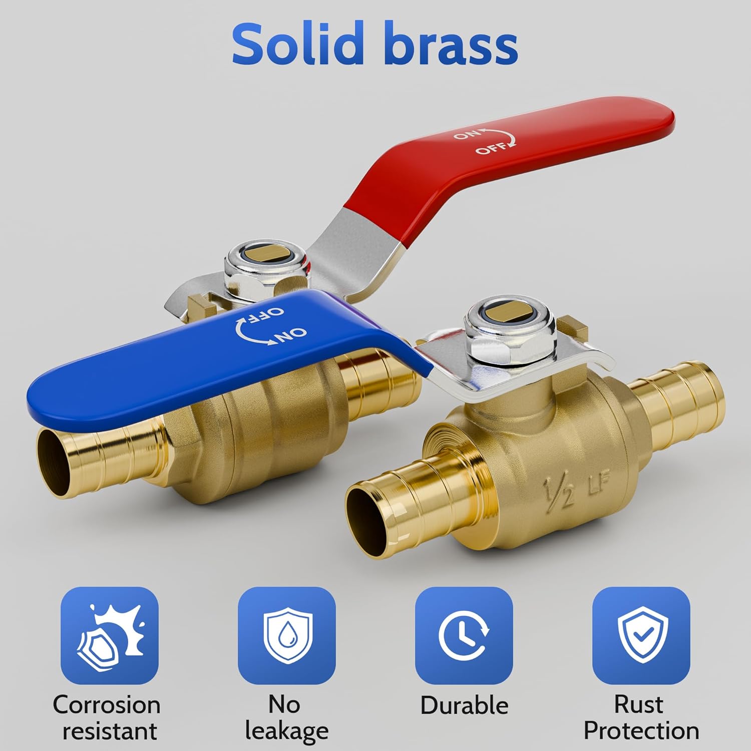 1/2 Inch X 1/2 Inch Pex Brass Ball Valve 10 Pack,1/2"x1/2" Shut Off Valve For Hot and Cold Water, Pex Fittings,UPC Certified,Solid Brss,10Pack
