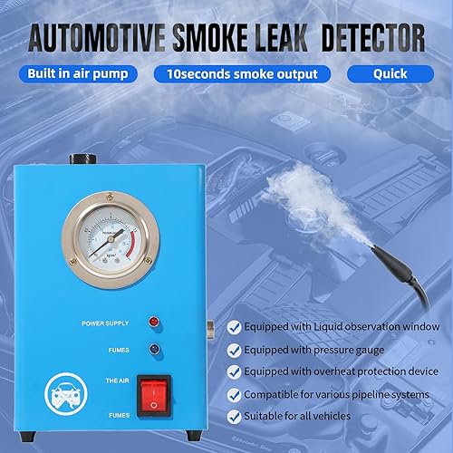 Miniatura 2 de Detector de fugas de humo automotriz, máquina de humo con medidor de presión de bomba de aire integrado, detector de fugas de humo de 12 V CC,