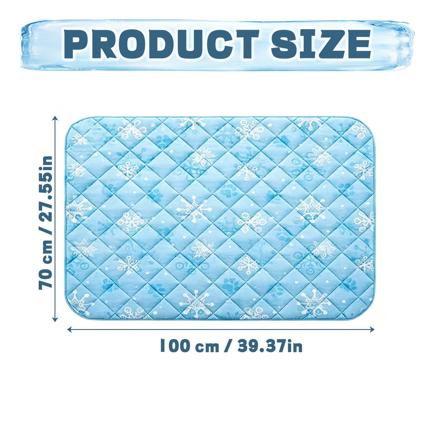 Mata chłodząca dla psa 100 × 70 cm, samoczynnie chłodząca, składana i zmywalna, nietoksyczna oraz odporna na pazury, do domu, auta i na zewnątrz dla dużych psów
