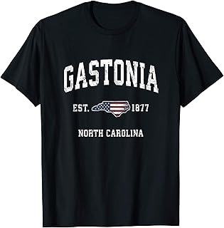 Gastonia North Carolina NC Vintage American Flag Design T-Shirt for Women Kids Men