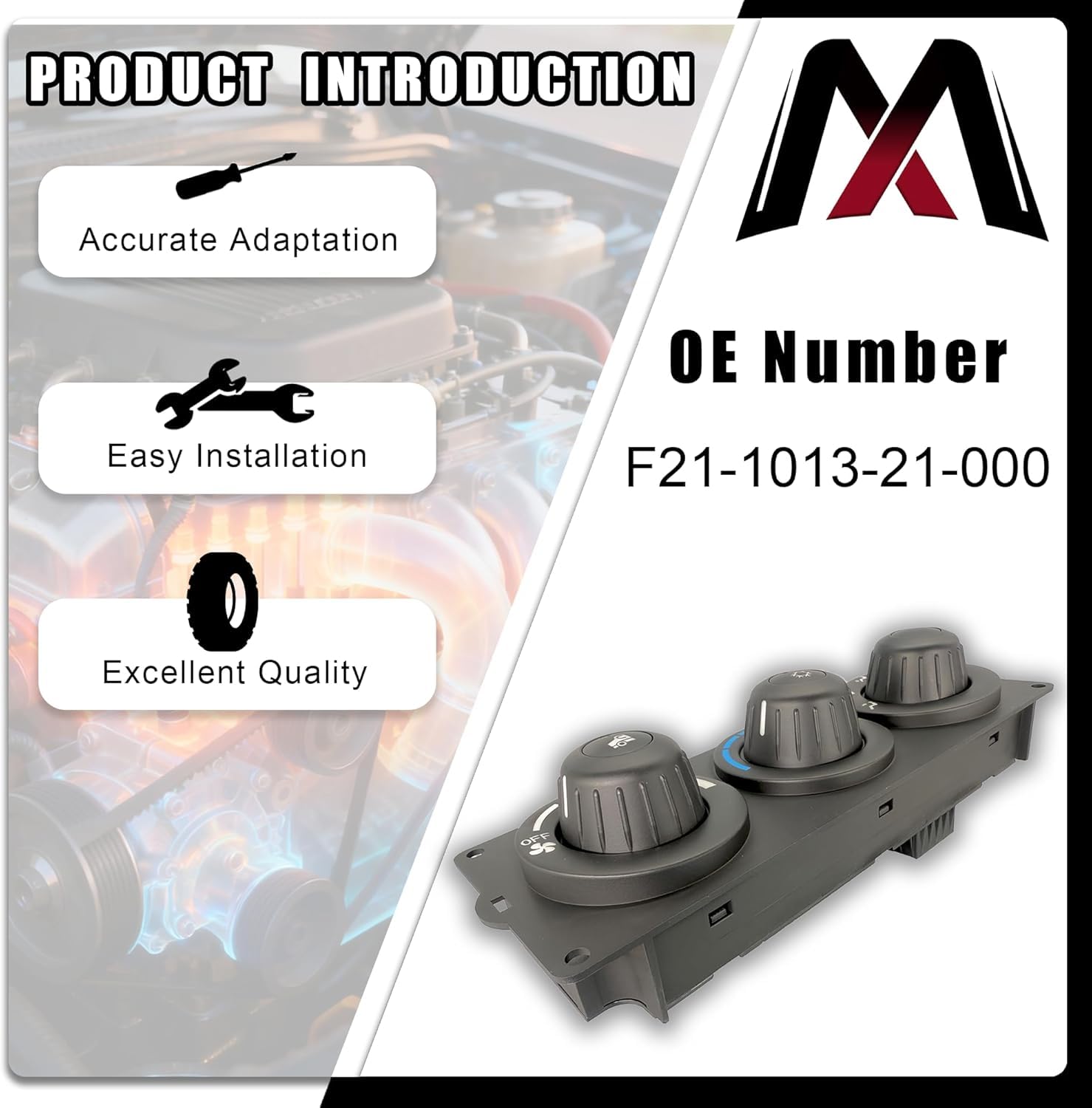 Compatible with MecXroa A/C Heater Climate Control Module Panel Compatible with Kenworth W900 T800 T680 T880 & More (2006-2025) - Replaces F21-1013-21-000, F21101321000
