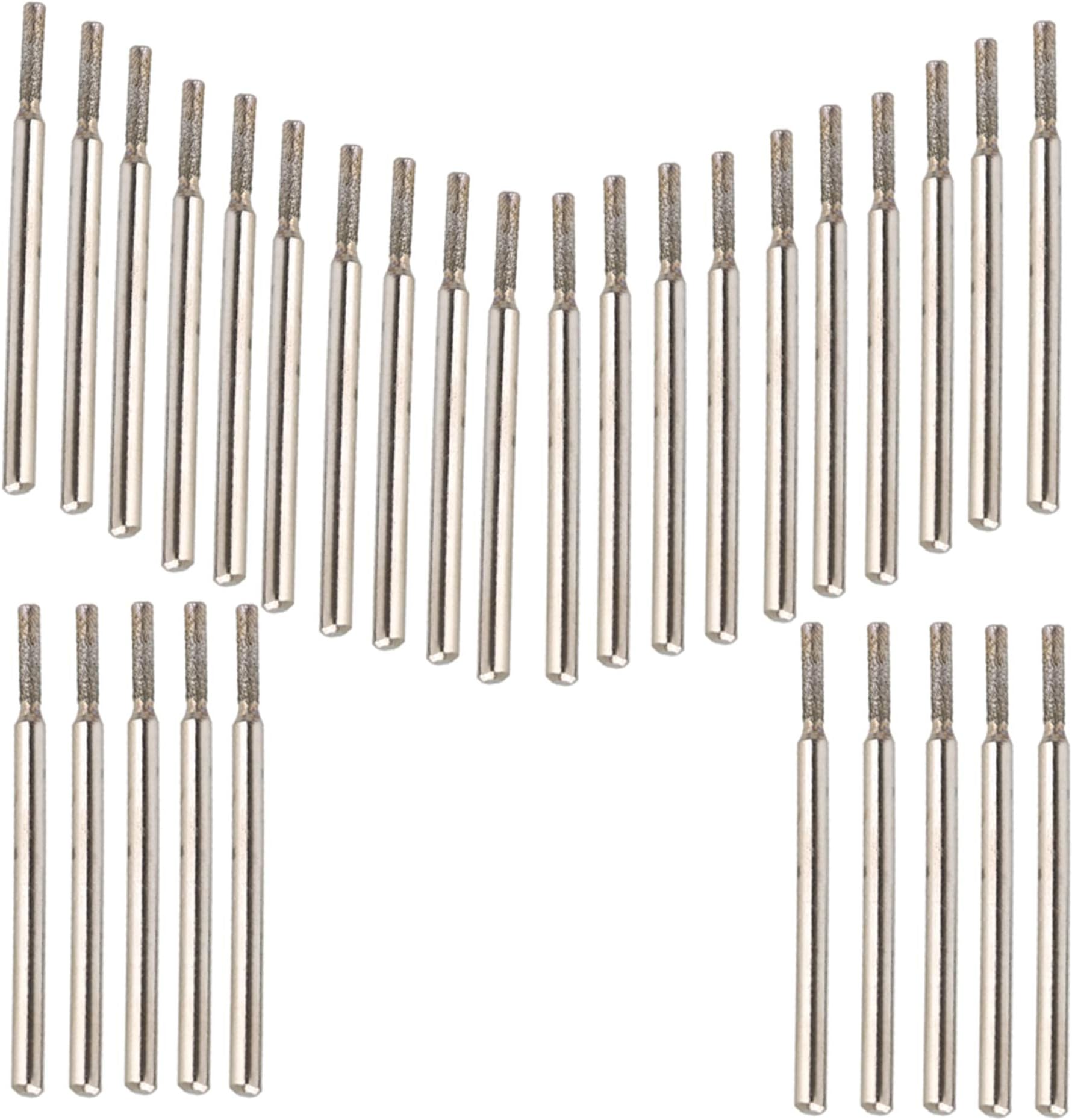 CNBTR 2mm Cylindrial Point Diamond Burr Glass Drill Bits for Rotary Tools Pack of 30