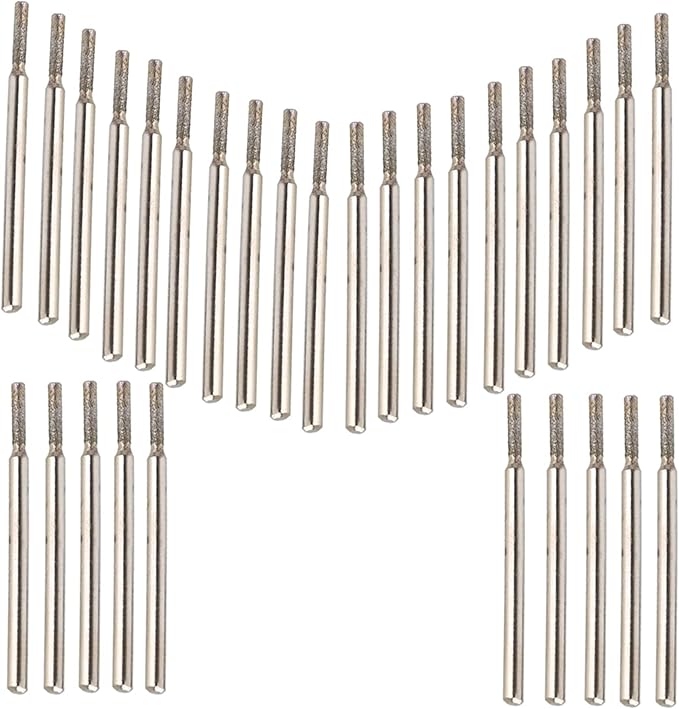 Juego de 30 Brocas de Diamante de Punta Cilíndrica 2mm para Herramientas Rotativas CNBTR