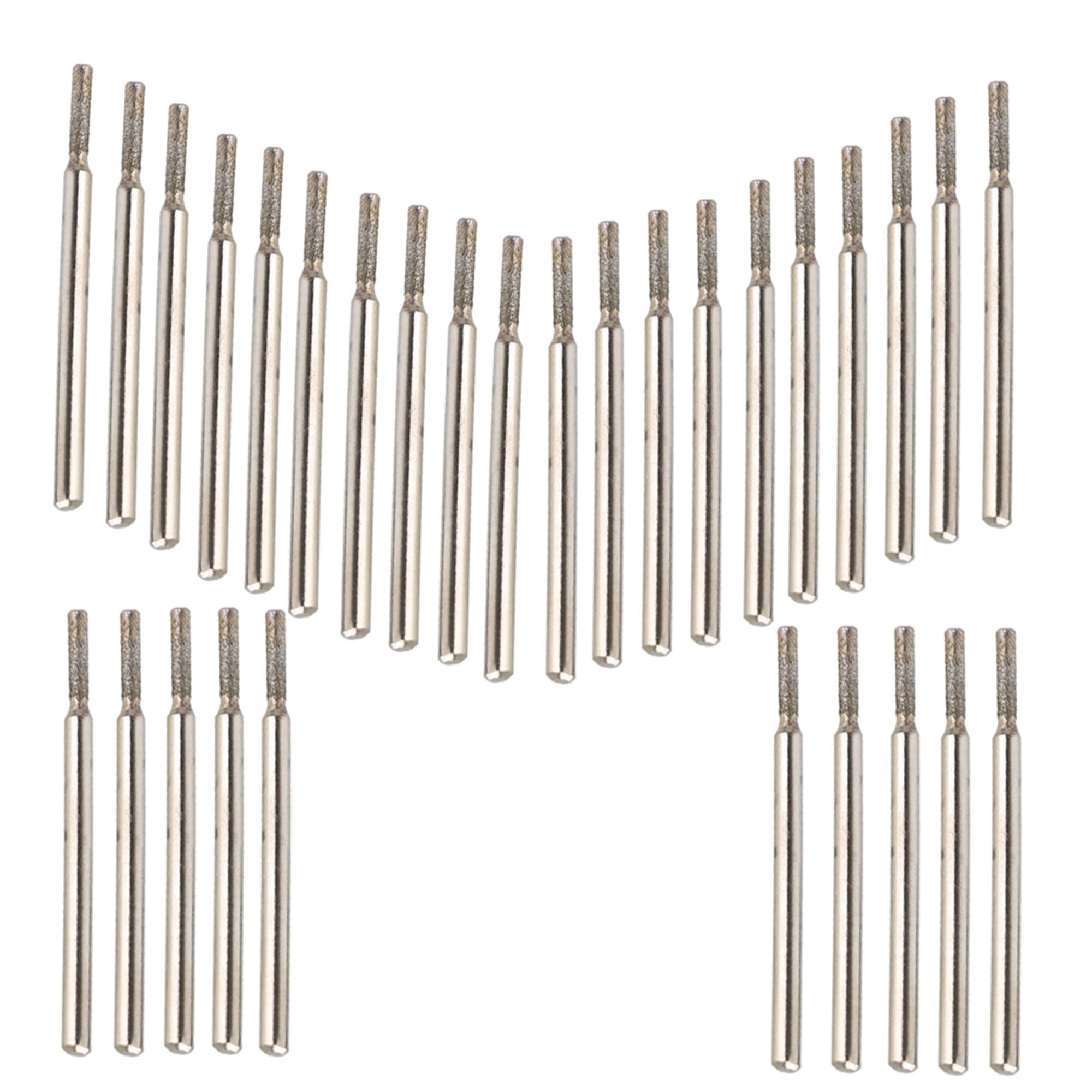 CNBTR 2mm Cylindrial Point Diamond Burr Glass Drill Bits for Rotary Tools Pack of 30
