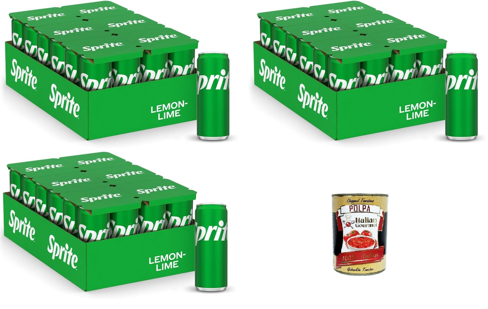 Italian Gourmet Sprite Bevanda limone-lime Limonade 72 x 330ml Dosen Vorrat | Gusto agrumi, zuckerarm und alkoholfrei; spritzig gekühlt servieren, Gesamtnettogewicht 23,76 L + Kostenlos Polpa 400g