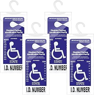 Alpmosn Handicap Parking Placard Holder, Ultra Transparent Disabled Parking Placard Protector Hanger Sleeve for Car, with Plastic Large Hanger（Set of 4）