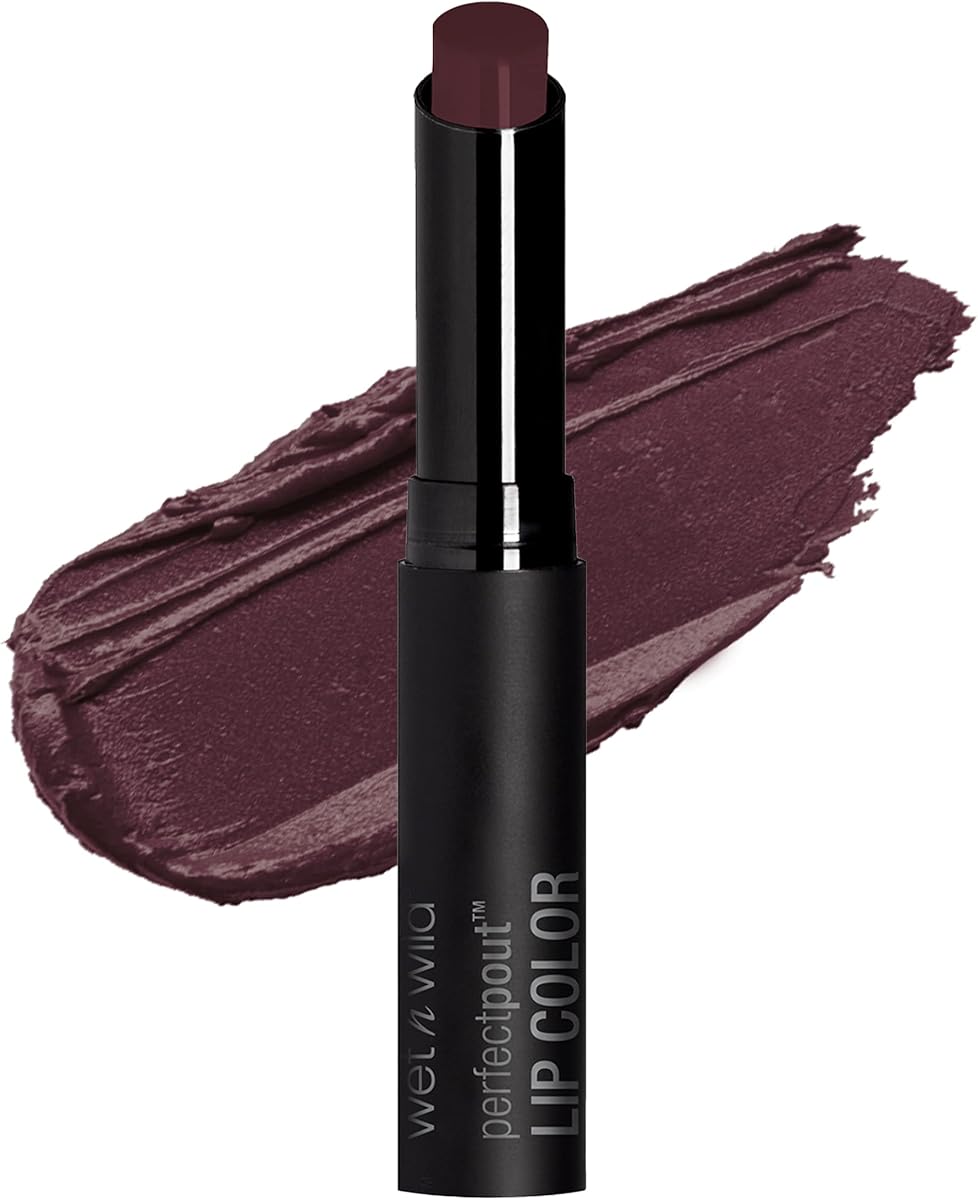 wet n wild Perfect Pout Lipstick, Dark Red My Blackberry Broke, Vegan | Gluten-Free | Cruelty-Free | Lip Color, Lip Color