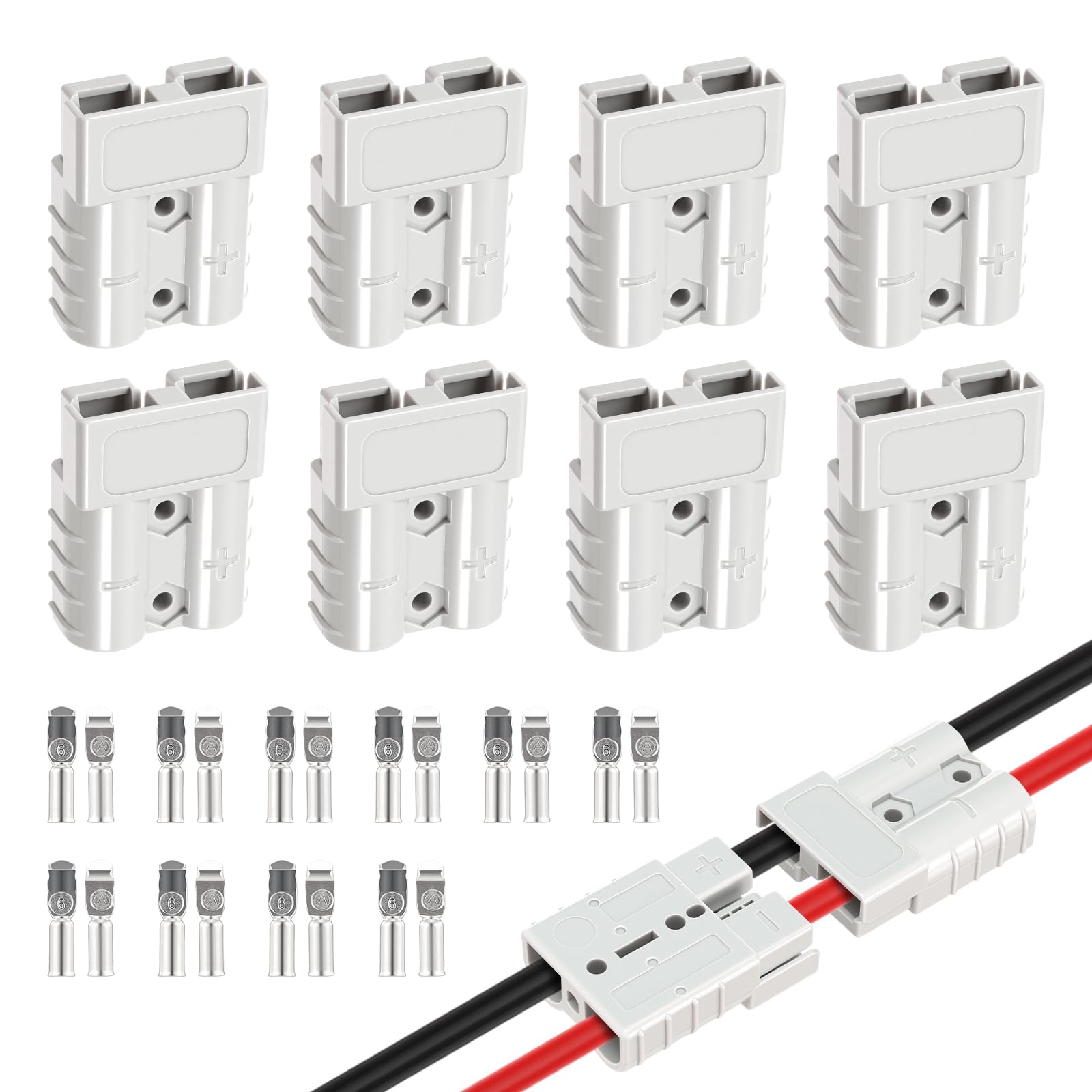Lulobtg Gray 10 Pcs Battery Quick Connector 50A 600V Quick Connector Plug Disconnect Connection Modular Plug For Motorhome Caravan Systems Car Camper