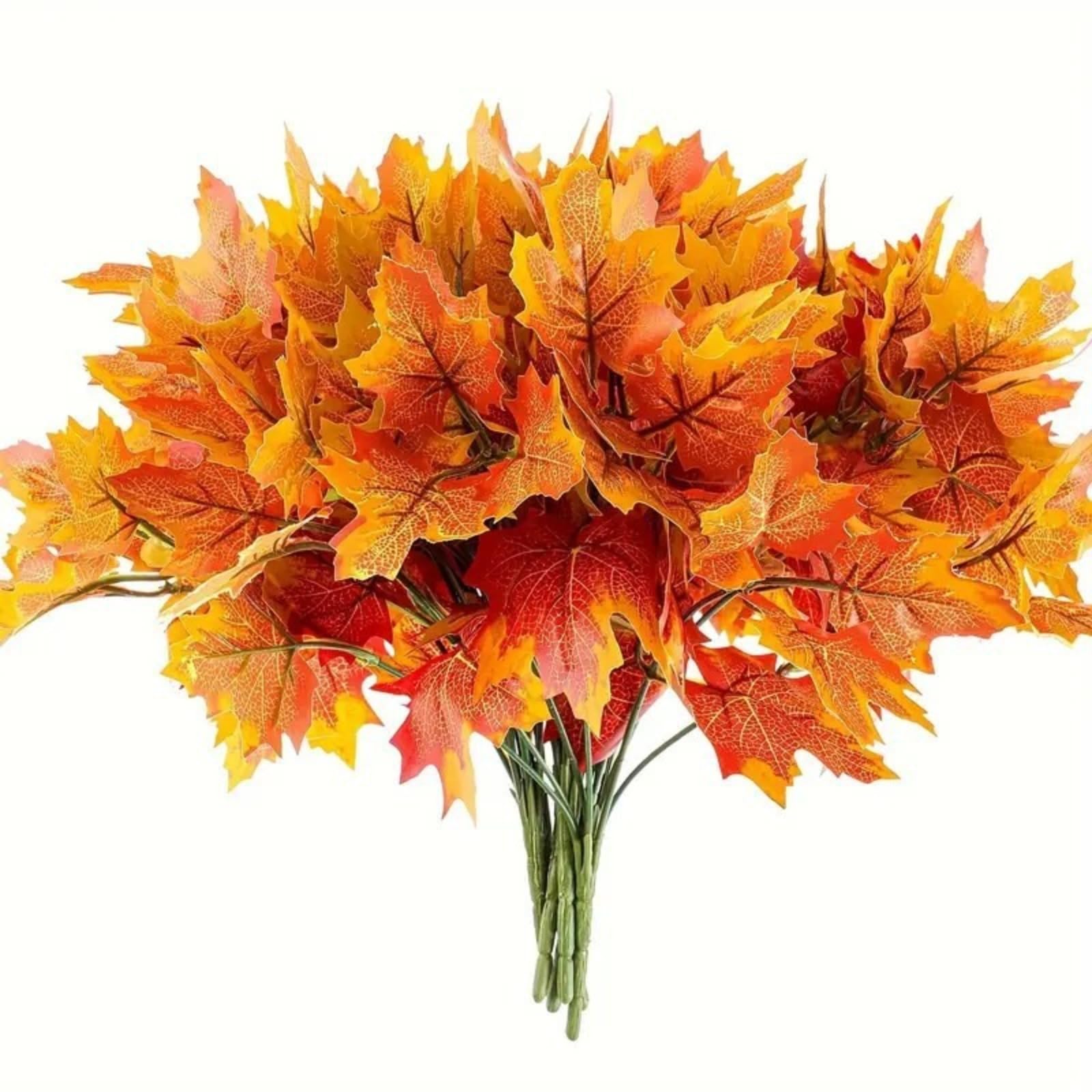 Exmrtvbx Maple Leaves, 10Pcs 10Pcs Autumn Artificial Plants Eucalyptus Ferns Fake Flowers Fall Greenery Stems Farmhouse Thanksgiving Vase Table Home Decor