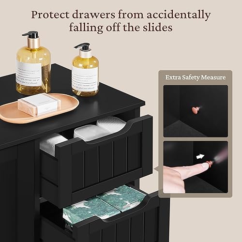 Miniatura 5 de Yaheetech Armario organizador de madera para el suelo del baño/lateral con 4 cajones y 1 armario, unidad de almacenamiento de entrada independiente